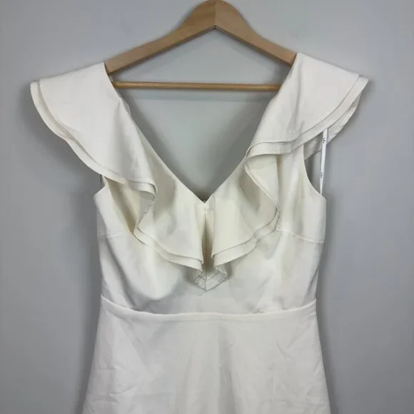 Lulus Divine Darling White Ruffled Skater Dress, Size L - Picture 2 of 10